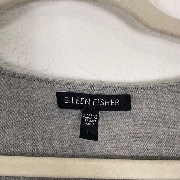 Eileen Fisher Grey Scoop Neck 100% Merino Wool Sweater - Picture 6 of 8
